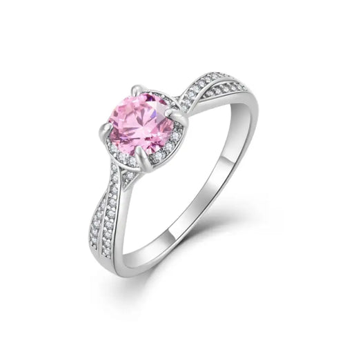 Ring With a pink gemstone design 925 Sterling Silver - Rings