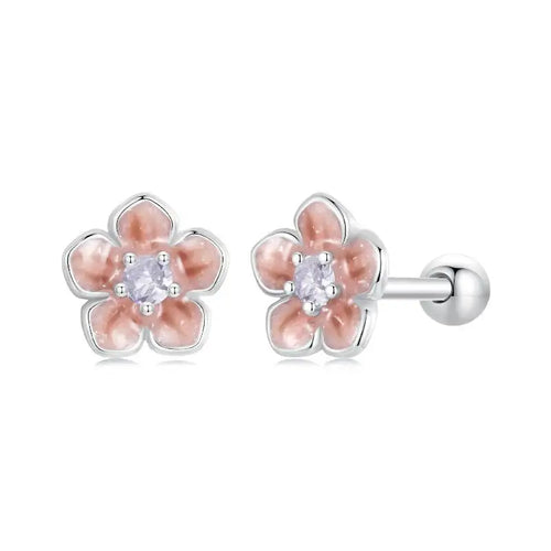 Romantic Cherry Blossom Earring - 925 sterling silver - Transparent