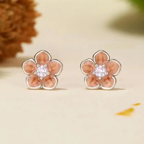 Romantic Cherry Blossom Earring - 925 sterling silver - Transparent