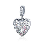 Romantic Heart 925 Silver Charm Pendant - White
