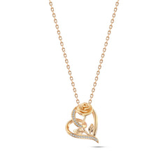 Rose and Heart Necklace - 925 sterling silver