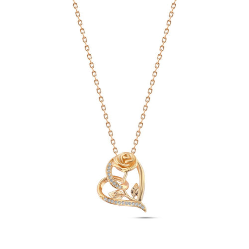Rose and Heart Necklace - 925 sterling silver