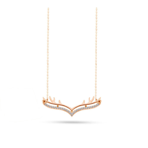 Rose Gold Deer Antlers 925 Silver Necklace - Transparent - NECKLACES