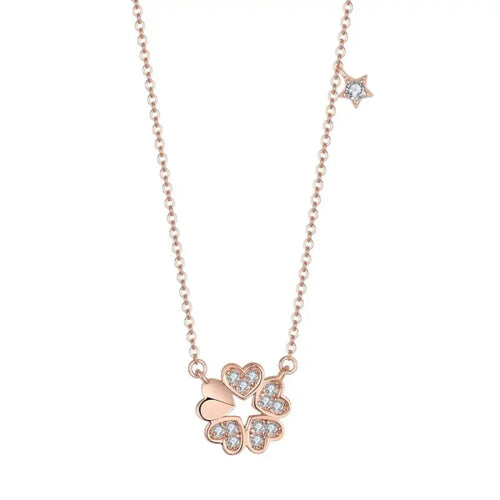 Rose gold flower - 925 Silver Necklace - Transparent - NECKLACES