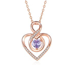 Rose gold Heart necklace - 925 sterling silver - Purple