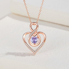 Rose gold Heart necklace - 925 sterling silver - Purple