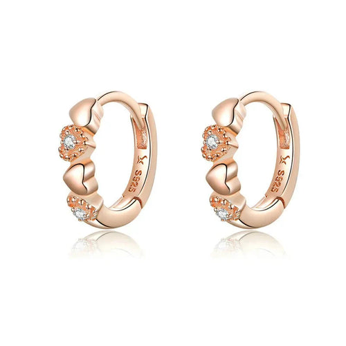 Rose Gold Hearts Earring - 925 sterling silver - fathyibrahim