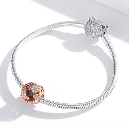 Rose Gold Secret Garden 925 Silver Charm - Transparent