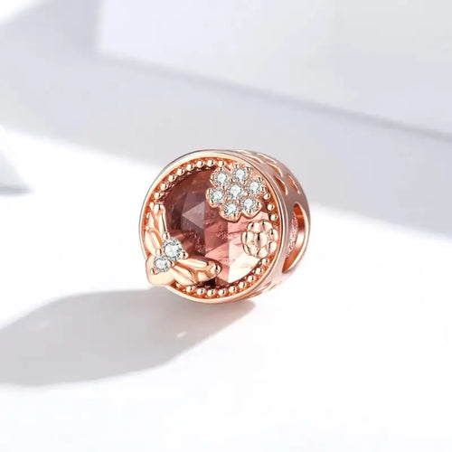 Rose Gold Secret Garden 925 Silver Charm - Transparent