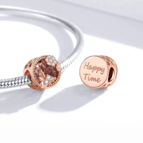 Rose Gold Secret Garden 925 Silver Charm - Transparent