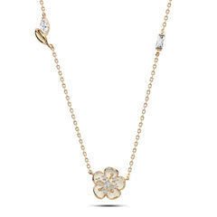 Rose gold small Flower - 925 Silver Necklace - NECKLACES