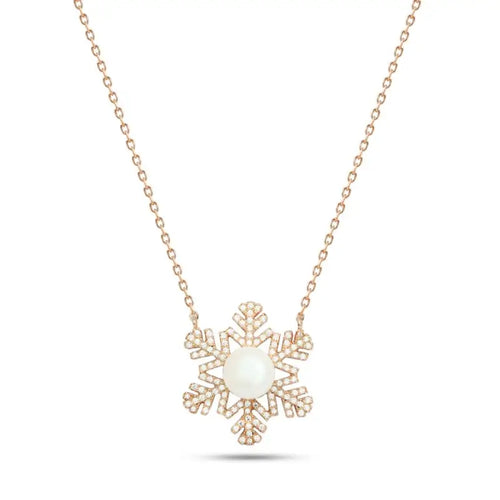 Rose gold Snow 925 Silver Necklace - White - NECKLACES