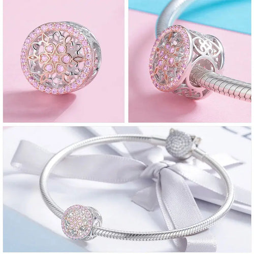 Rose Gold wheel 925 Silver Charm