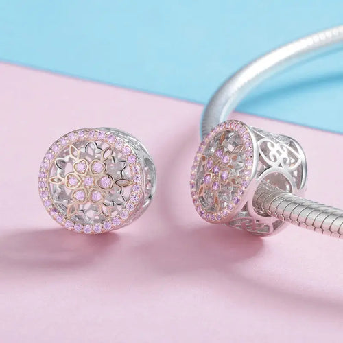 Rose Gold wheel 925 Silver Charm