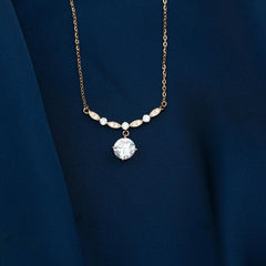 Rose gold Zircon 925 Silver Necklace - Transparent - NECKLACES