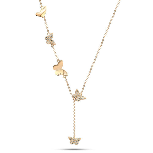 Rose gold Zircon Butterflies 925 Silver Necklace - NECKLACES