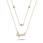 Rose gold Zircon Layered Necklace - 925 silver - Transparent - NECKLACES