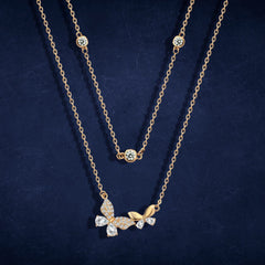 Rose gold Zircon Layered Necklace - 925 silver - Transparent - NECKLACES