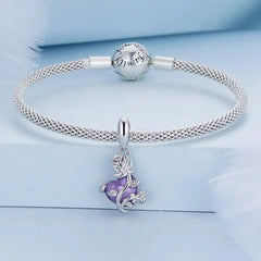 Rose Heart 925 Silver Charm - Purple