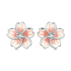 Rose Shaped Stud Earrings - 925 sterling silver - Transparent