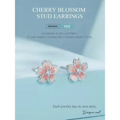 Rose Shaped Stud Earrings - 925 sterling silver - Transparent