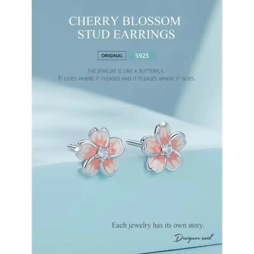 Rose Shaped Stud Earrings - 925 sterling silver - Transparent