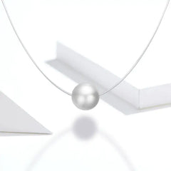 Round white pearl necklace - 925 Sterling Silver - Transparent - NECKLACES