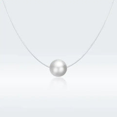 Round white pearl necklace - 925 Sterling Silver - Transparent - NECKLACES