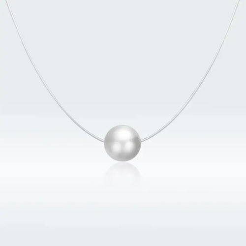 Round white pearl necklace - 925 Sterling Silver - Transparent - NECKLACES