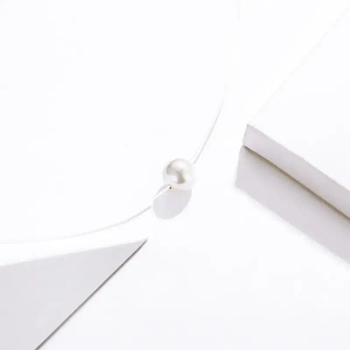 Round white pearl necklace - 925 Sterling Silver - Transparent - NECKLACES
