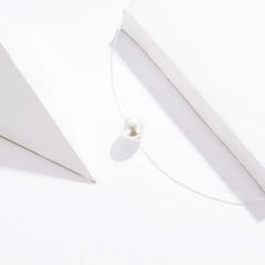 Round white pearl necklace - 925 Sterling Silver - Transparent - NECKLACES