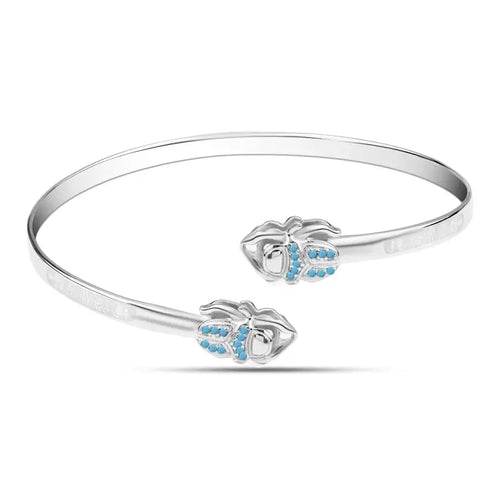 Scarab 925 Silver Bangle Turquoise Stone - Turquoise - Bangels