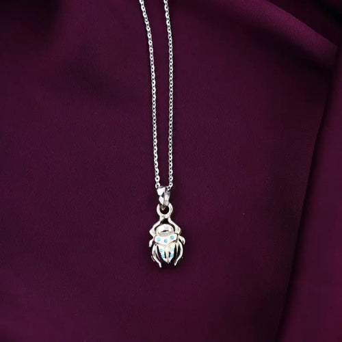 Scarab 925 Silver Necklace - Light Blue - Light-Blue