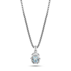 Scarab 925 Silver Necklace - Light Blue - Light-Blue
