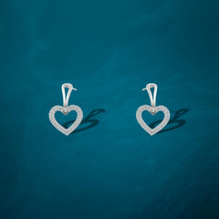 Shimmering Zircon Heart Earring - 925 Sterling Silver - fathyibrahim