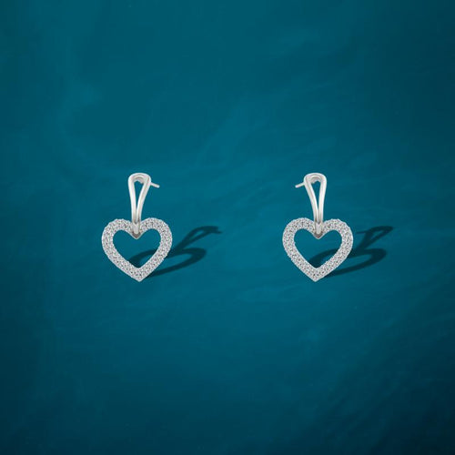 Shimmering Zircon Heart Earring - 925 Sterling Silver - fathyibrahim