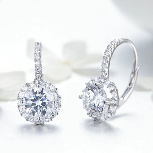 Shining Hoop 925 Silver Earrings - Transparent