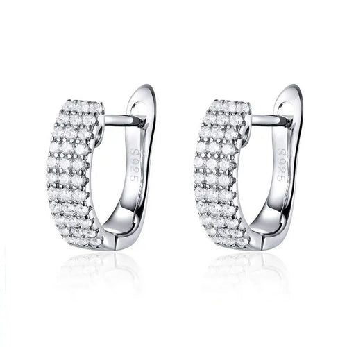 Shining Hoop 925 Silver Earrings - Transparent