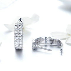 Shining Hoop 925 Silver Earrings - Transparent