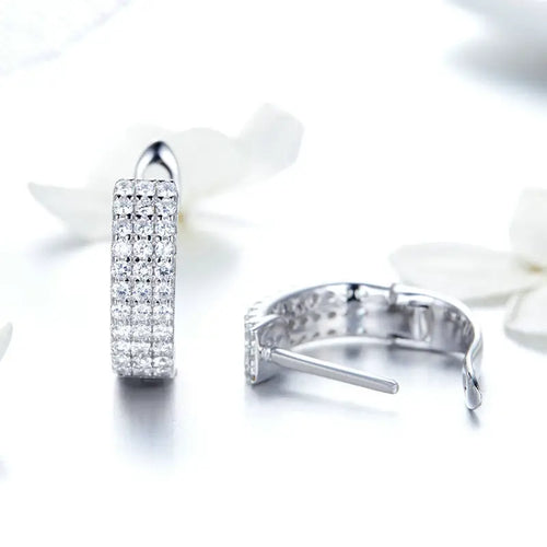Shining Hoop 925 Silver Earrings - Transparent