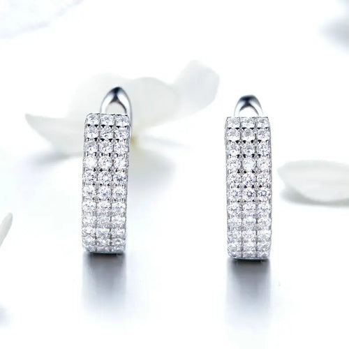 Shining Hoop 925 Silver Earrings - Transparent