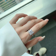 Shiny Moissanite 925 Silver Ring - Rings