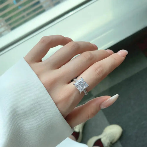 Shiny Moissanite 925 Silver Ring - Rings