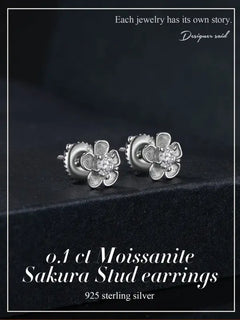 Shiny Moissanite Earring - 925 sterling silver - Transparent
