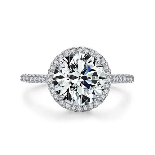 Shiny Round Zircon 925 Silver Ring