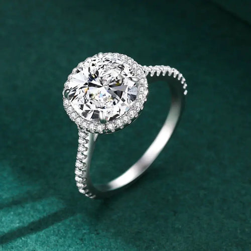 Shiny Round Zircon 925 Silver Ring
