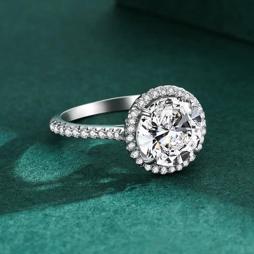 Shiny Round Zircon 925 Silver Ring