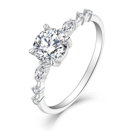 Shiny Zircon 925 Silver Ring - Rings
