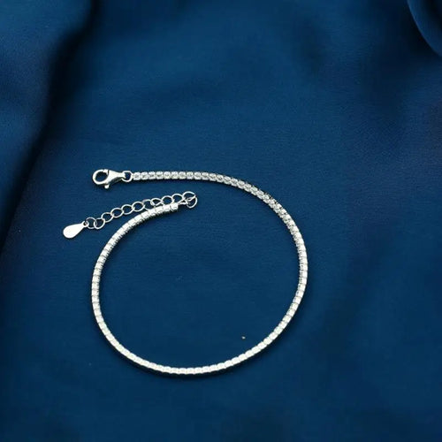 Shiny Zircon 925 Silver Tennis Bracelet - Transparent