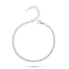 Shiny Zircon 925 Silver Tennis Bracelet - Transparent